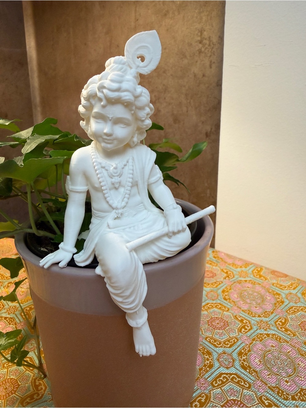 White Krishna Figurine Home Art Decor